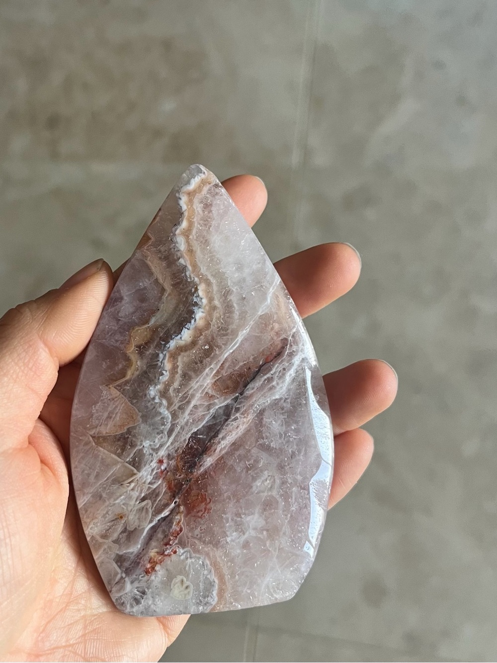Natural Crystal Stone Amethyst Crazy Lace Agate Portal Flame Polished 4.9oz Pink